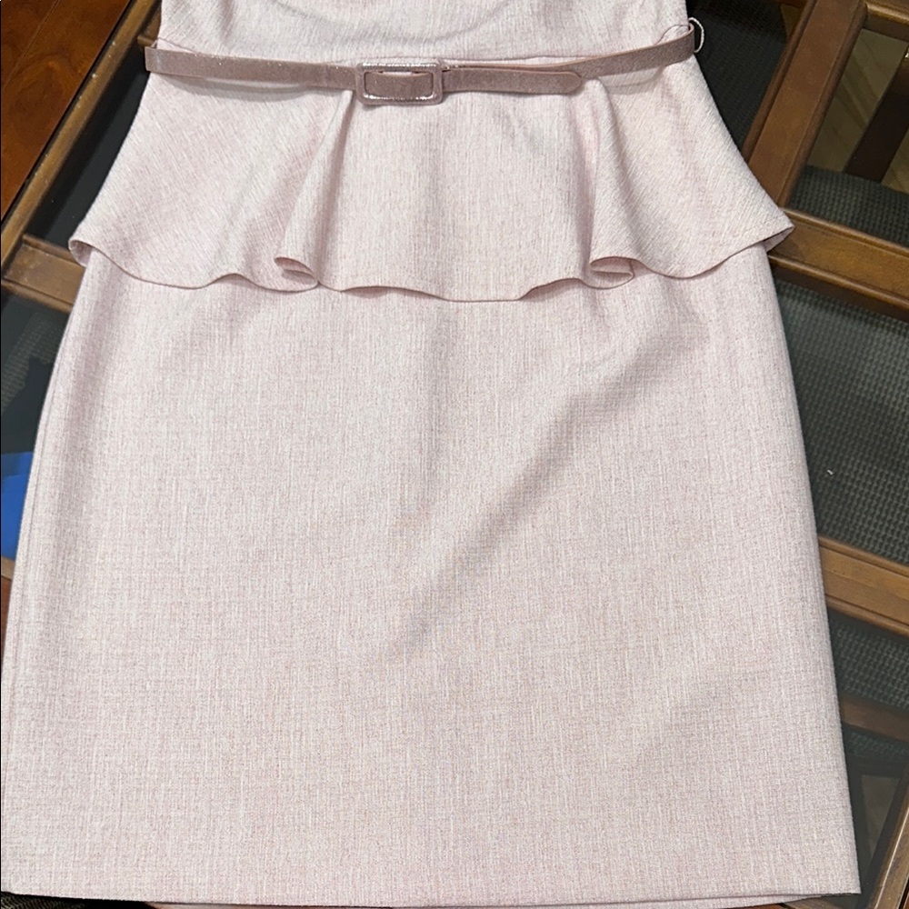 Elegant Pink belted Peplum sheath Dress - Picture 6 of 9